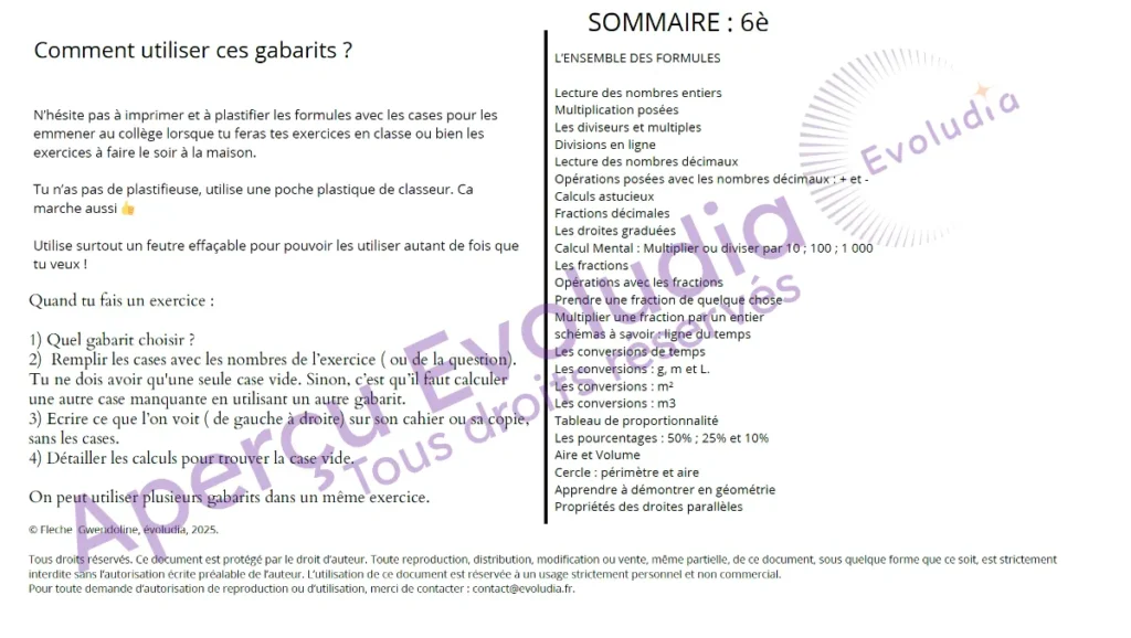 Gababrits 6e, aperçu de la page sommaire