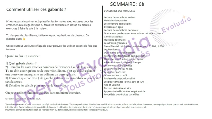 Gababrits 6e, aperçu de la page sommaire