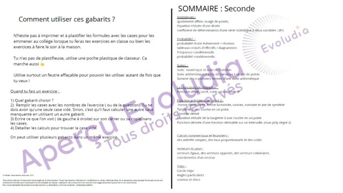 Gabarits 1ere pro, aperçu page sommaire