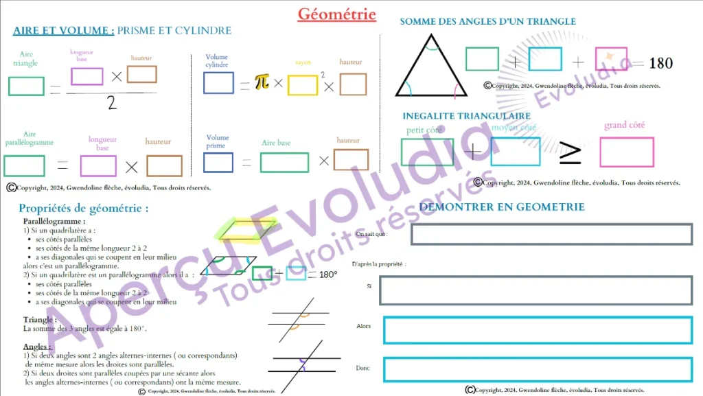 Gabarits 5e aperçu de la page pages geometrie