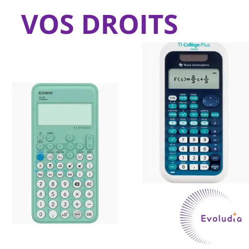 calculatrice scientifique non programmable avec la mention vos droits pour les élèves dys aux examens