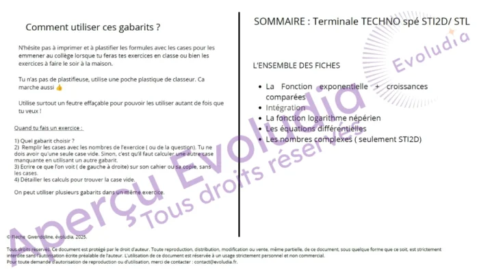 Gabarits de terminale technologique, spé sti2d et stl, aperçu de la page sommaire